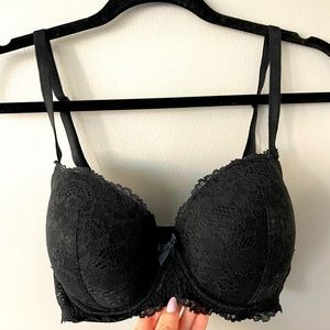 Victorias Secret Dream Angels Lined Demi Lace Black Adjustable 34DD bra